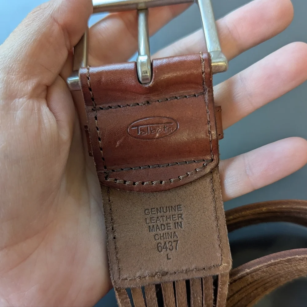 Vintage Talbots Brown Woven Leather Belt Boho Festival‎ Wide Chestnut